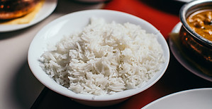 Bowl of white rice. Not as healthy as quinoa
